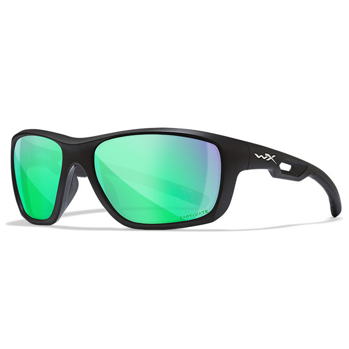 Wiley X Aspect Ballistic Eyeshields - Black Frame - Captivate Polarized Green Mirror (ACASP17)