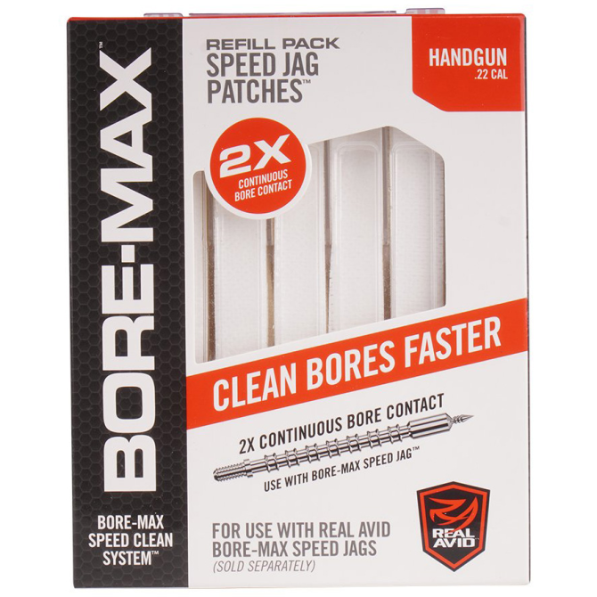 Real Avid Bore-Max Speed Jag Patches Refill Pack 4 inch S - .22 Handgun (AVBMPATCH4S)