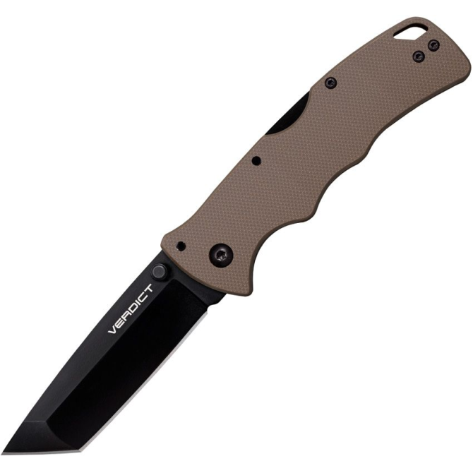 Cold Steel Verdict Tanto Black Folding Knife - Flat Dark Earth (FLC3T10AFDE)