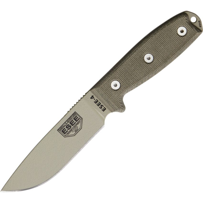 ESEE Model 4 DT Plain Edge / MOLLE OD Sheath Knife (4P-MB-DT)