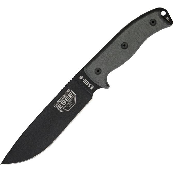 ESEE Model 6 Black Plain Edge Knife / Coyote Sheath (6P)