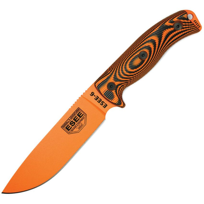 ESEE Model 6 3D Orange Plain Edge / Black Sheath Knife (6POR-006)