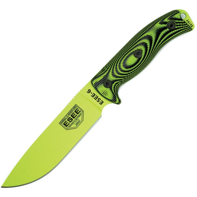 ESEE Model 6 3D Venom Green Plain Edge / Black Sheath Knife (6PVG-007)