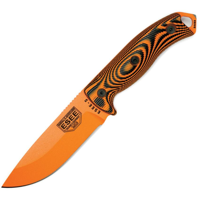 ESEE Model 5 3D G10 Orange Plain Edge Knife (5POR-006)