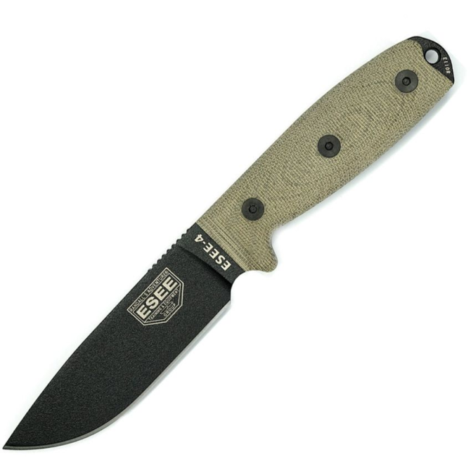 ESEE Model 4 3D Micarta Black Plain Edge Knife (4PB-017)