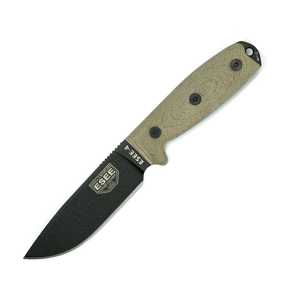 ESEE Model 4 3D Micarta Black Plain Edge Knife (4PB-017)