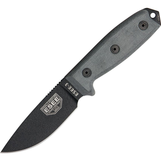 ESEE Model 3 Black Plain Edge / Black Sheath Knife (3P-B)