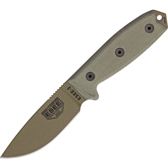 ESEE Model 3 Dark Earth Plain Edge / MOLLE Dark Earth Sheath Knife (3P-MB-DE)