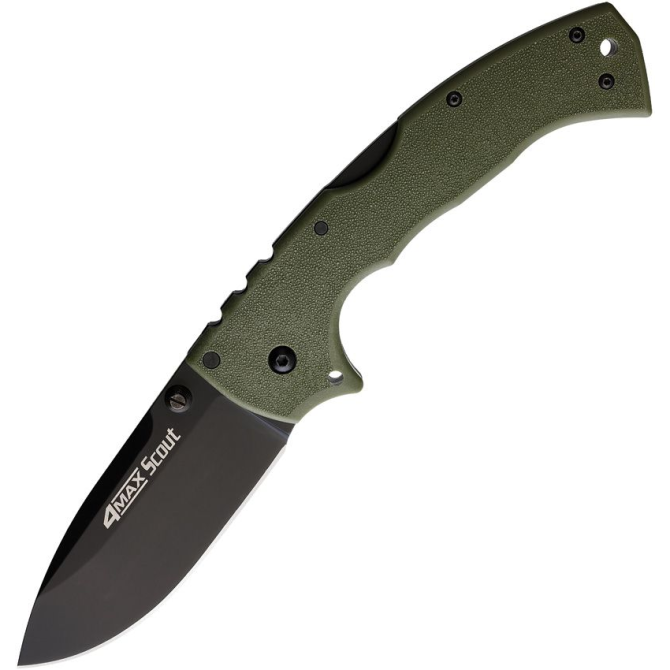 Cold Steel 4 Max Scout Black Folding Knife - OD Green (CS62RQODBK)