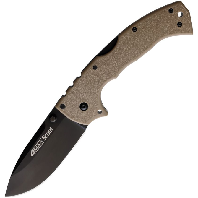 Cold Steel 4 Max Scout Black Folding Knife - Desert Tan (62RQDTBK)