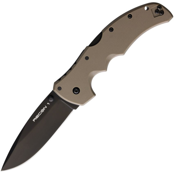 Cold Steel Recon 1 Spear Point Plain Folding Knife - Dark Earth (27BSDEBK)