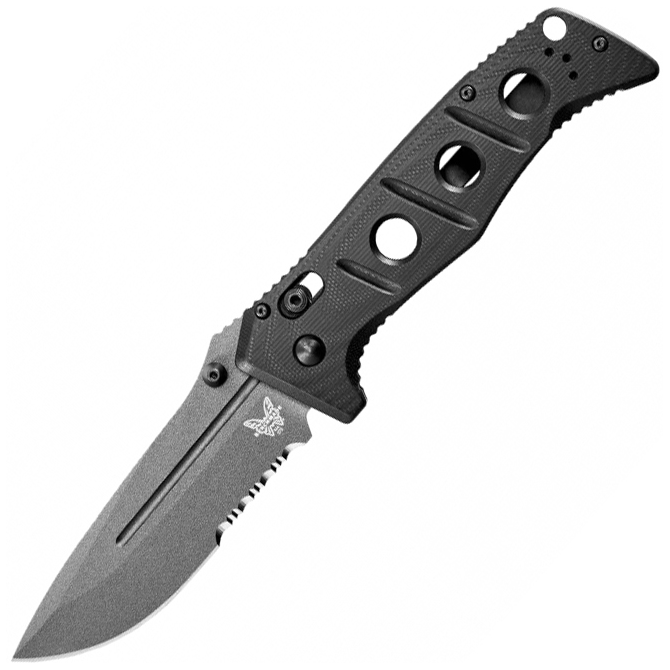 Benchmade Adamas G10 Serrated Tungsten Folding Knife - Black (275SGY-1)