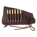 2WOLFS Leopard Bullet Buttstock Ammo Holder - Leather Brown