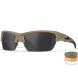 Wiley X Valor 2.5 Ballistic Eyeshields - Tan Frame - Grey/Clear/Light Rust (CHVAL06T)