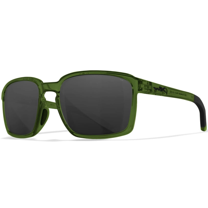 Wiley X Alfa Ballistic Sunglasses - Crystal Green Frame - Grey (AC6ALF05)