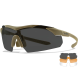 Wiley X Vapor COMM 2.5 Ballistic Eyeshields - Tan Frame - Smoke/Clear/Light Rust (3562)