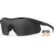 Wiley X Vapor COMM 2.5 Ballistic Eyeshields - Black Frame - Smoke/Clear/Light Rust (3552)