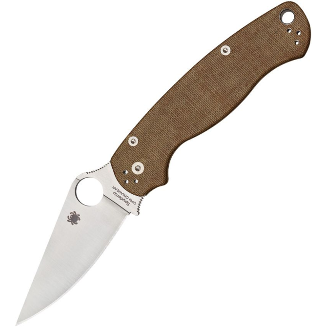 Spyderco Para Military 2 CPM CRU-WEAR Folding Knife - Brown Micarta (C81MPCW2)