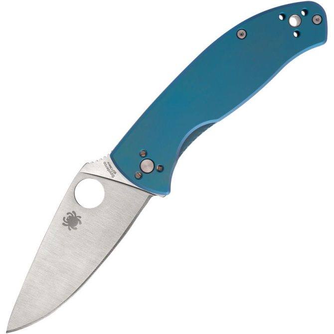 Spyderco Tenacious R.I.L. Blue Titanium Stainless Blade Folding Knife (C122TIBLP)