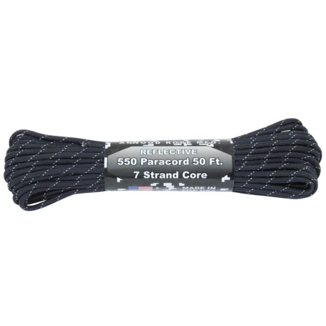 550 Paracord 50 ft. - Reflective Black