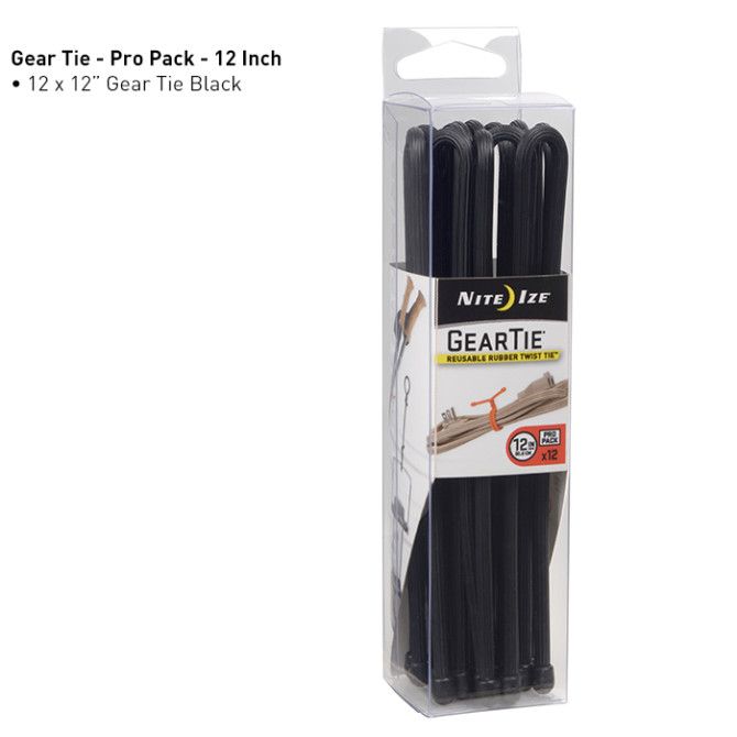 Nite Ize Gear Tie 12 inch Pro Pack - Black - 12Pack - GTPP12-01-R8