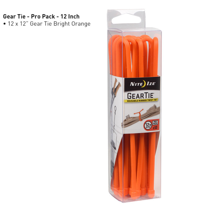 Nite Ize Gear Tie 12 inch Pro Pack - Orange - 12Pack - GTPP12-31-R8