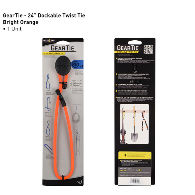 Nite Ize Gear Tie Dockable 24 inch - Orange - GLK24-31-R3