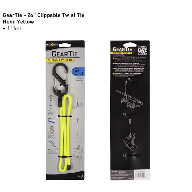 Nite Ize Gear Tie Clippable 24 inch - Yellow - GLC24-33-R3