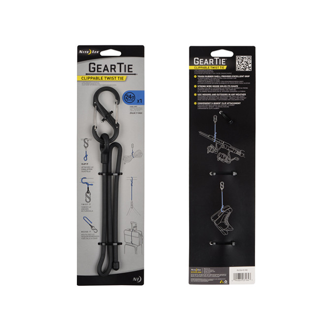 Nite Ize Gear Tie Clippable 24 inch - Black - GLC24-01-R3