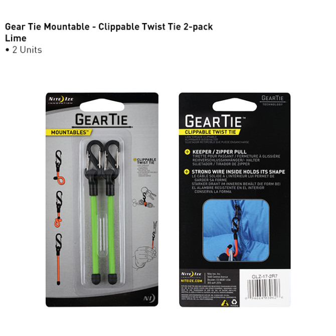 Nite Gear Tie Clippable 3 inch - Lime - GLZ-17-2R7