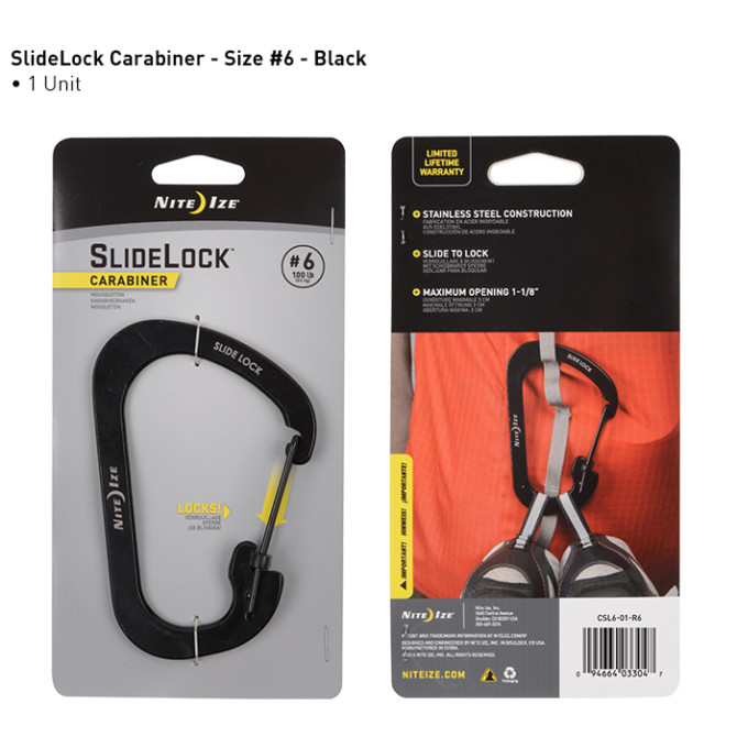 Nite Ize SlideLock Carabiner 6 - Black - CSL6-01-R6