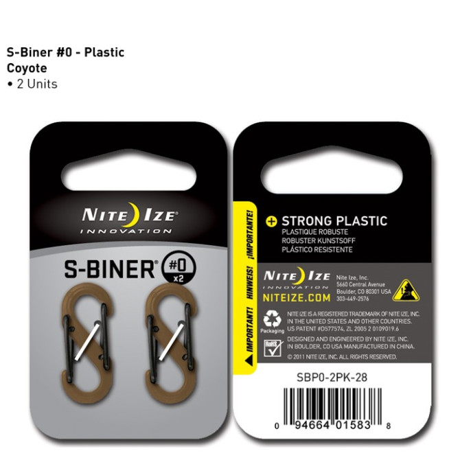 Nite Ize - Plastic S-Biner Size #0 - 2 Pack - Coyote