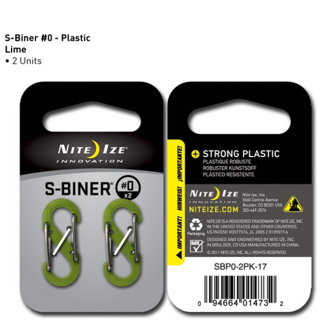 Nite Ize - Plastic S-Biner Size #0 - 2 Pack - Black