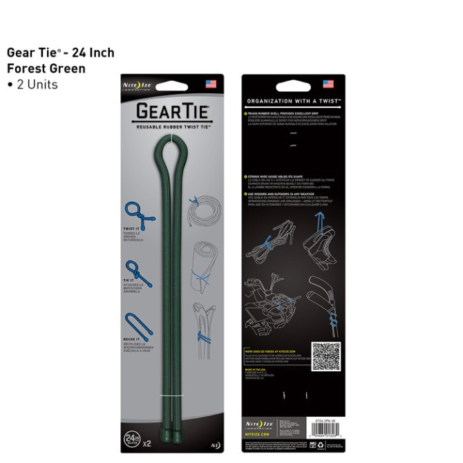 Nite Ize Gear Tie 24" - 2 pcs - Forest Green - GT24-2PK-28