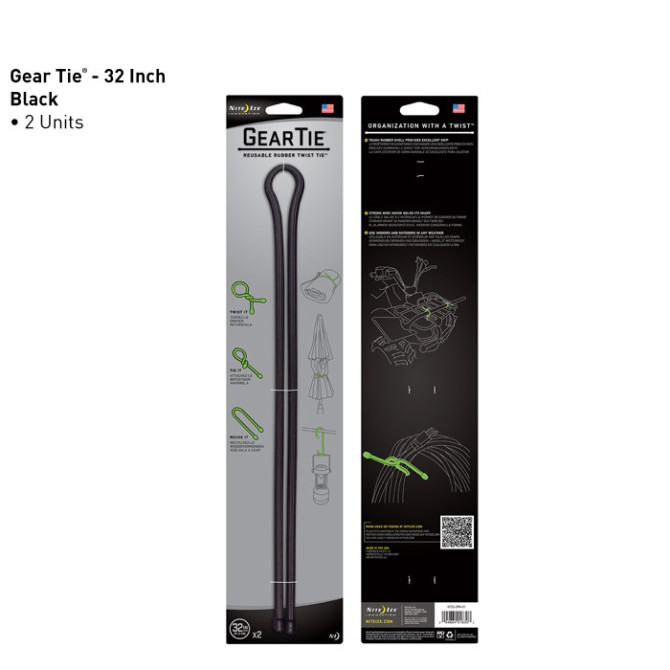 Nite Ize Gear Tie 32" 2 pcs - Black - GT32-2PK-01