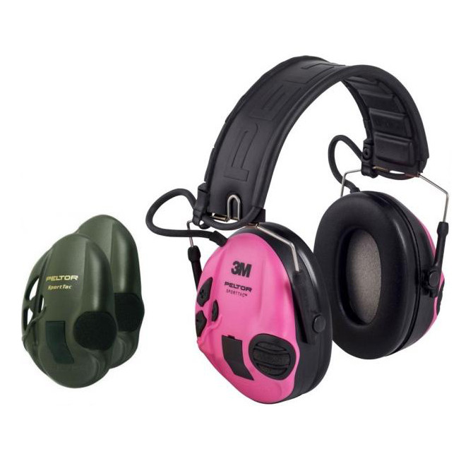 3M Peltor SportTac Active Earmuffs - Olive / Pink