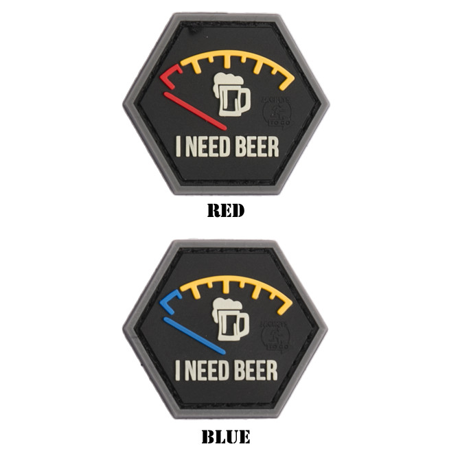 JTG 3D Rubber Patch - I Need Beer Hexagon Patch