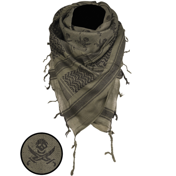 Mil-Tec Pirate Skull Shemagh - Olive / Black (12609101)