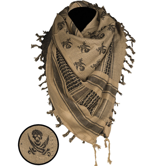 Mil-Tec Pirate Skull Shemagh - Coyote / Black (12609105)