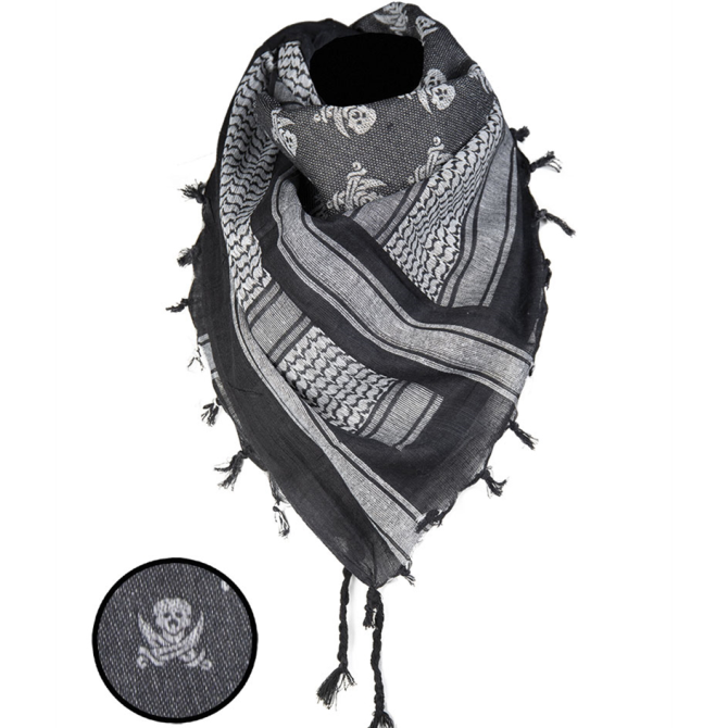 Mil-Tec Pirate Skull Shemagh - Black / White (12609102)