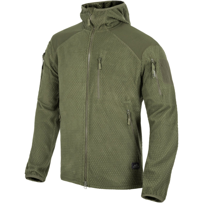 Helikon Alpha Grid Fleece Hoodie - Olive Green