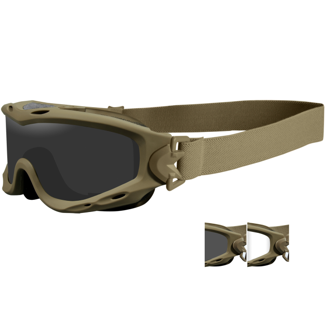 Wiley X Spear Tactical Goggle - Tan Frame - Smoke/Clear (SP29T)