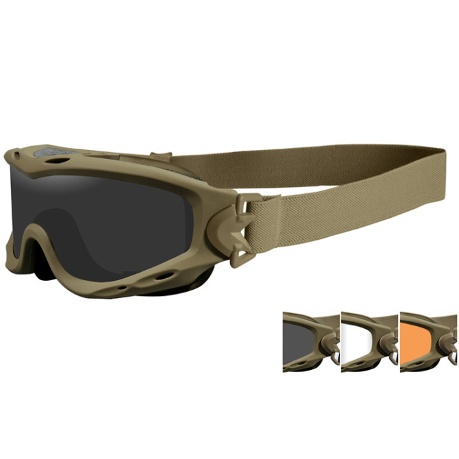 Wiley X Spear Tactical Goggle - Tan Frame - Smoke/Clear/Light Rust (SP293T)