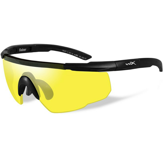 Wiley X Saber ADV Ballistic Eyeshields- Black Frame - Yellow (300)