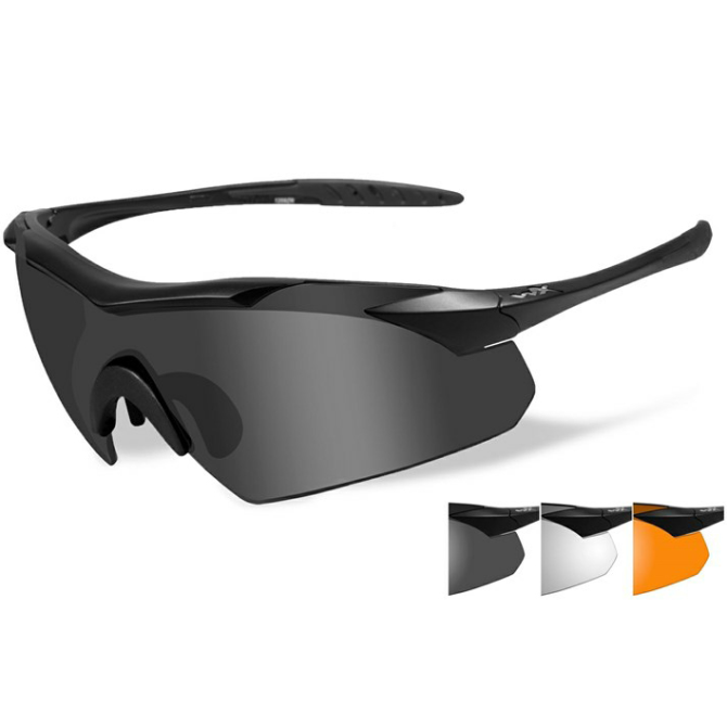 Wiley X Vapor Ballistic Eyeshields - Black Frame - Smoke/Clear/Light Rust (3502)