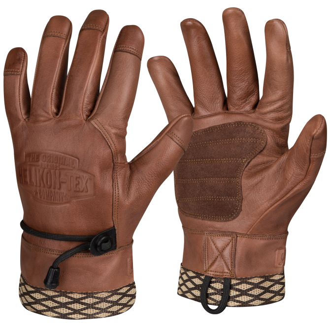 Helikon Woodcrafter Leather Gloves - Brown