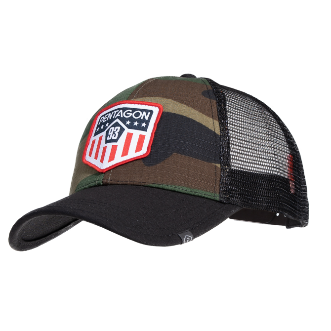 Pentagon Era Trucker Cap - America Flag - Woodland