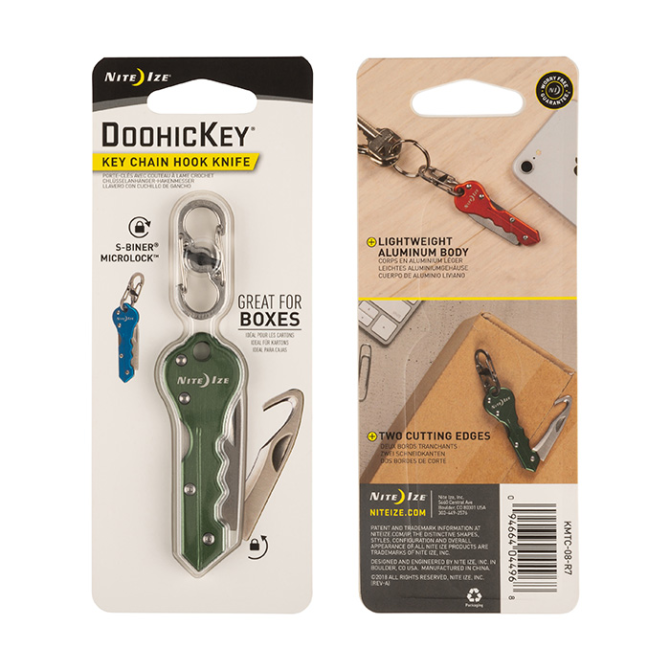 Nite Ize DoohicKey Key Chain Hook Knife - Olive (KMTC-08-R7)