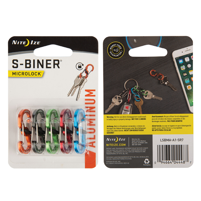 Nite Ize - S-Biner MicroLock 5 pack - Assorted - LSBMA-A1-5R7