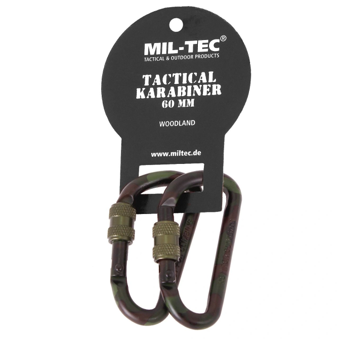 Mil-Tec Woodland Tactical Carabiner Set - 60 mm (15922060)